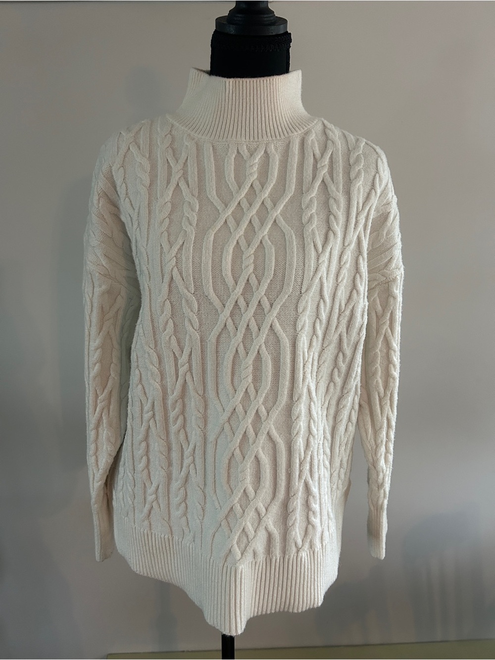 Tahari Cream Cable Turtleneck Sweater
